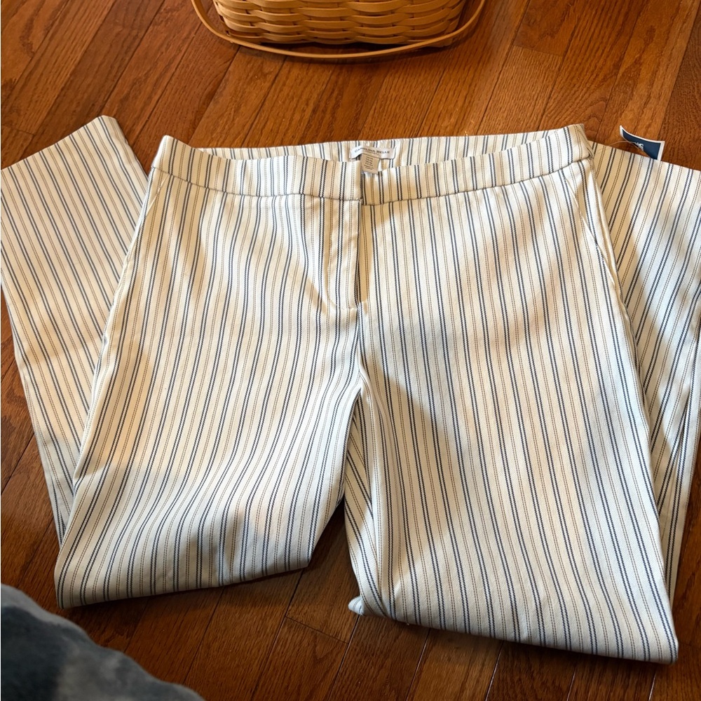 Carolina Belle Blue and White Striped Chinos cropped pants.